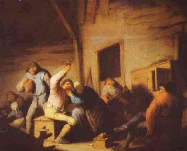 Adriaen van ostade Peasants in a Tavern oil painting picture